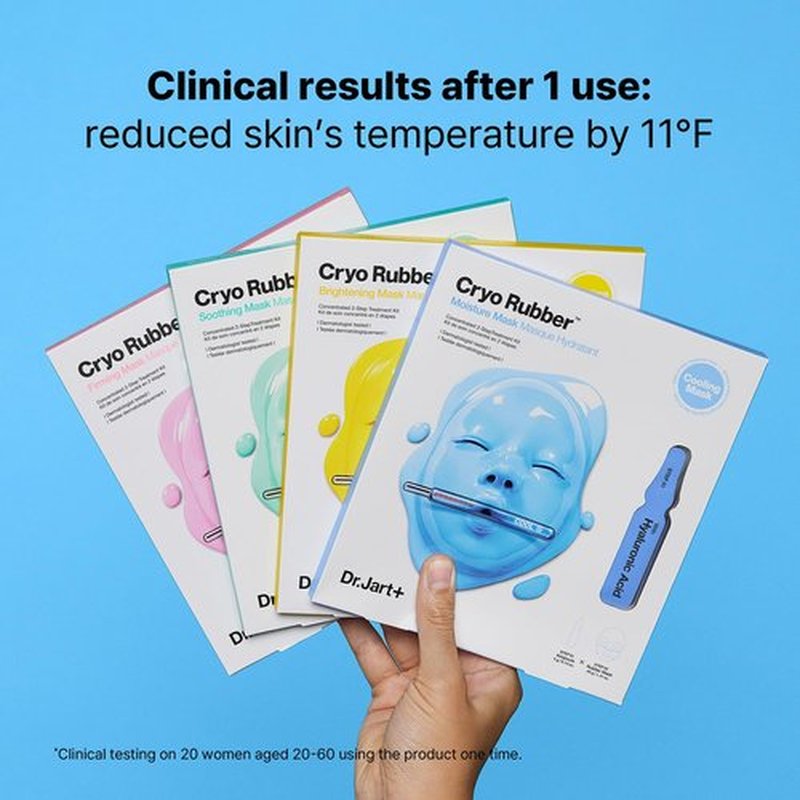 Dr.Jart+ Cryo Rubber Mask Collection - 4 Hydrating Korean Face Masks for Brightening & Firming | Skin Care Kit with Hyaluronic Acid & Niacinamide