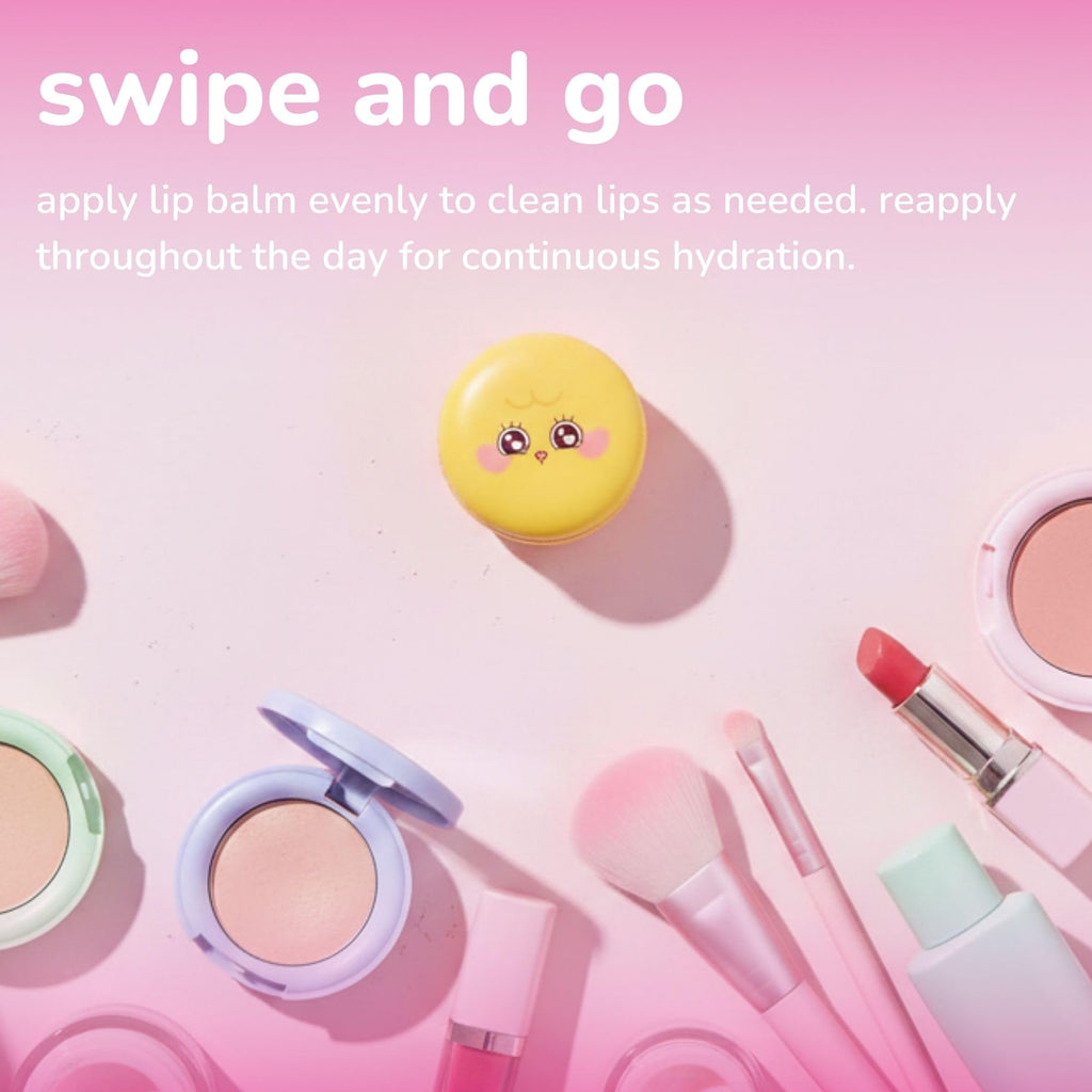 The Crème Shop Bubble Mates Macaron Lip Balm - Korean Lip Butter Balm Formulated with Hyaluronic Acid and Murumuru Butter for Moisturized, Smooth Lips (Birthday Sugar Cookie)