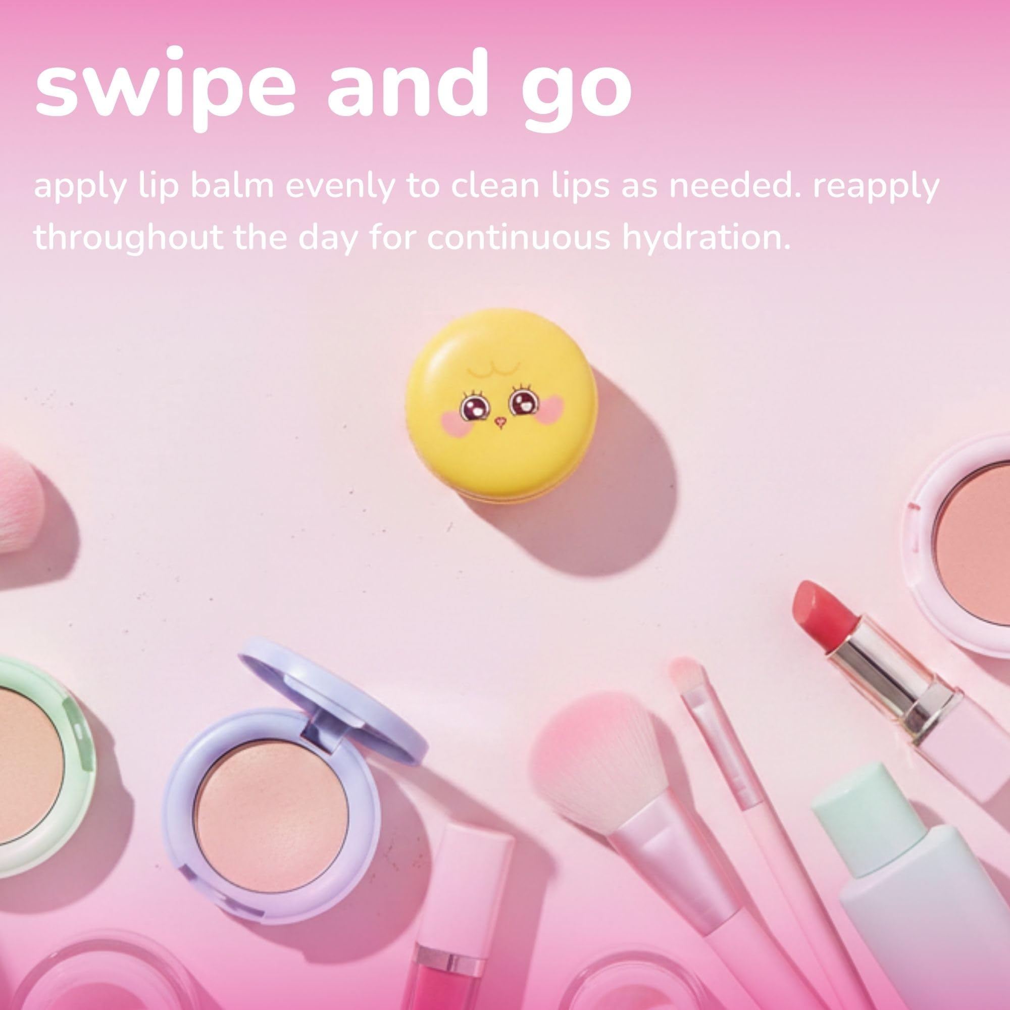 The Crème Shop Bubble Mates Macaron Lip Balm - Korean Lip Butter Balm Formulated with Hyaluronic Acid and Murumuru Butter for Moisturized, Smooth Lips (Birthday Sugar Cookie)
