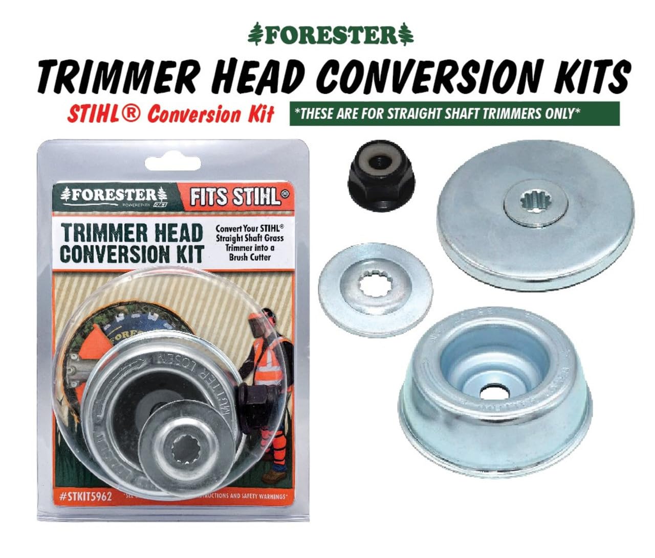 FORESTER Trimmer Head Conversion Kit Compatible with Most Stihl Straight Shaft Trimmers and Brushcutters