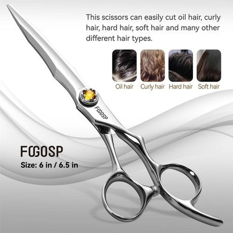 FOGOSP Professional Hair Scissors 6” Barber Scissors Japan VG10 Fine Cutting Blades Professional CNC Hair Shears Barber Scissor for Salon &Home Use Haircut Shear