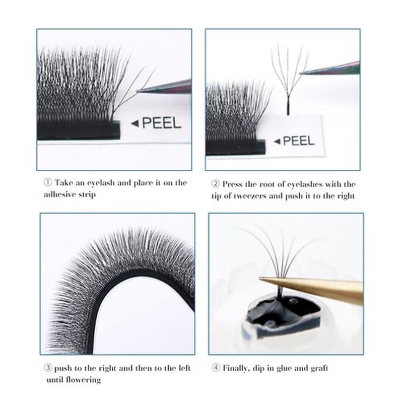 DeceMars Two Tip YY Eyelash Extensions Supplies D Curl 0.07mm Thickness 12mm Soft Lash Trays Premade 4D Easy Fan Y Shaped Volume Clusters Wispy Eye Lashes Black (YY,0.07-D-12mm)