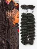 ASHINE Human Braiding Hair for Boho Braids Deep Wave Bulk Pre-Separated Strands 100% Human Hair 2 Bundles/Pack 100g 16 Inch Natural Color Easy to Braid