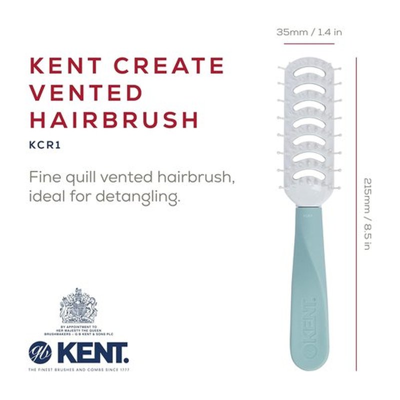 Kent KCR1 Vented Hair Brush - Create Volume & Root Lift for All Hair Types | Small Green Ergonomic Design
