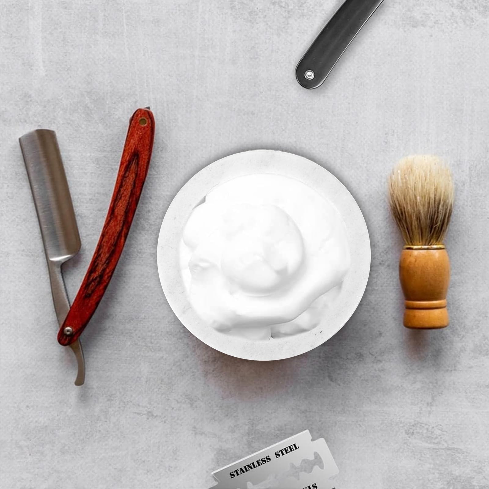 Linkidea Marble Shaving Bowl, Natural Stone Lather Cup with Textured Interior for Rich Foam, Heat Retaining Shave Mug for Wet Shaving Gift for Men (White)