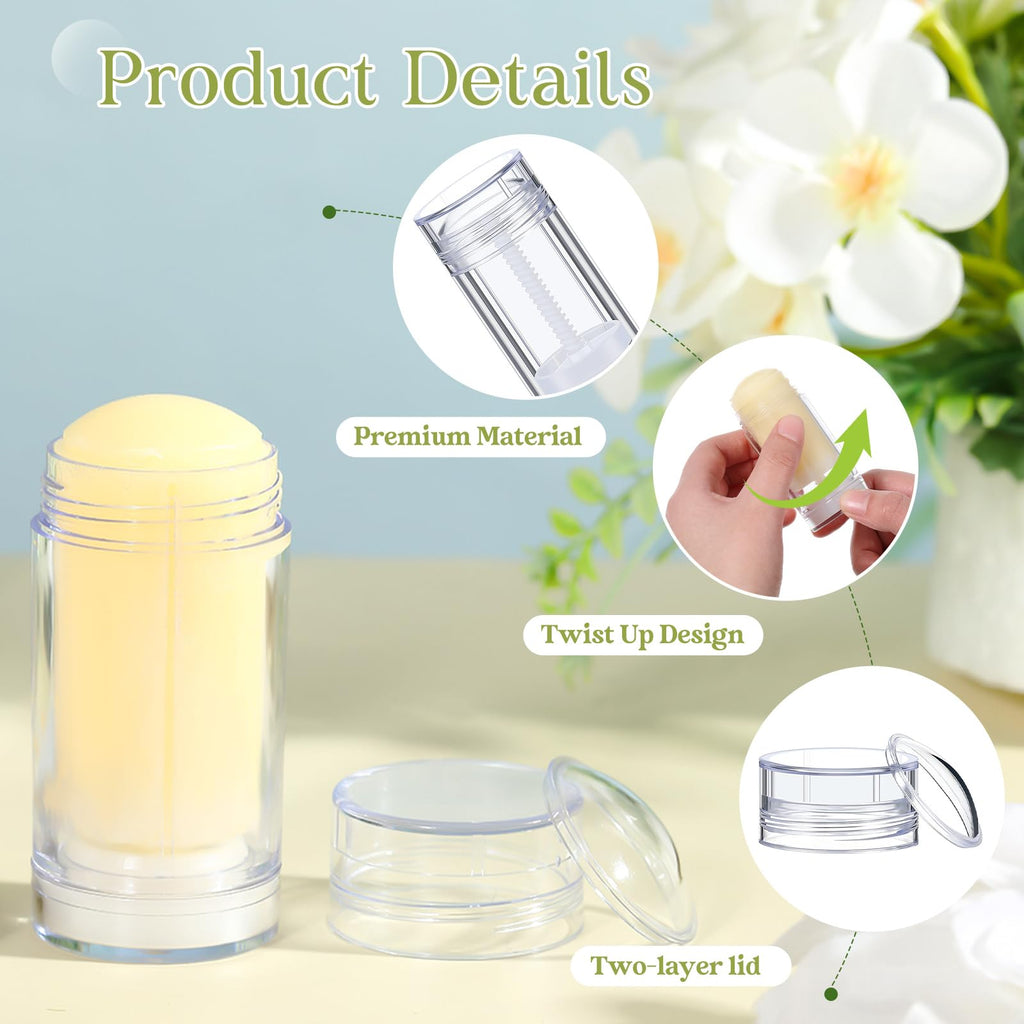 Teenyyou 30 Pcs Empty Deodorant Containers Twist up Filling Stick Plastic Deodorant Container Refillable Bottles Bottomfill Round Lip Balm Tubes for Homemade DIY Lipstick Crayon(30 ml,Clear)