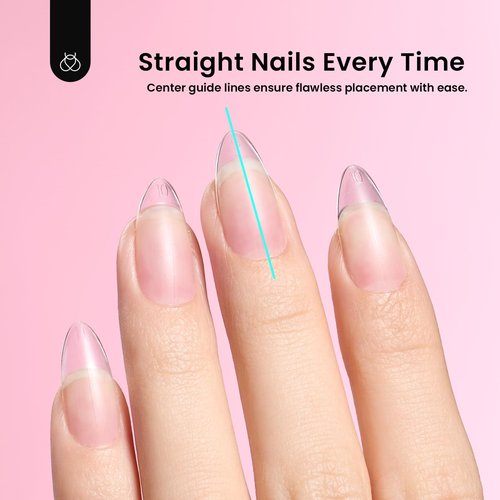 Beetles Medium Almond Gel Nail Tips: 288PCS Medium Almond Matte Clear False Acrylic Press on Nails Tips 12 Sizes Pre-shape Full Cover Nail Tips Nail Extension Easy DIY Salon Gifts for Women
