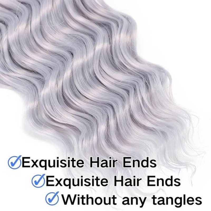 Fabimiya 12A Human Hair Bulk 24Inch Deep Wave bulk human braiding hair for boho braids 100% Unprocessed Brazilian Virgin Human Hair Extensions Quick Weave Human Hair Grey Color
