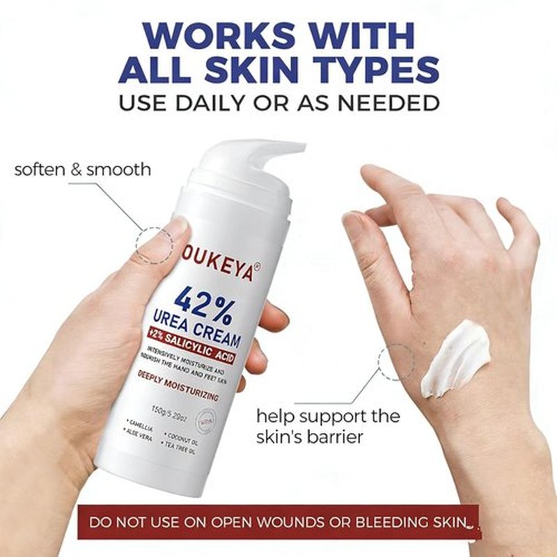 OUKEYA Urea Cream 42% - Moisturizing Foot Cream with 2% Salicylic Acid for Dry Skin | 5.29 Oz