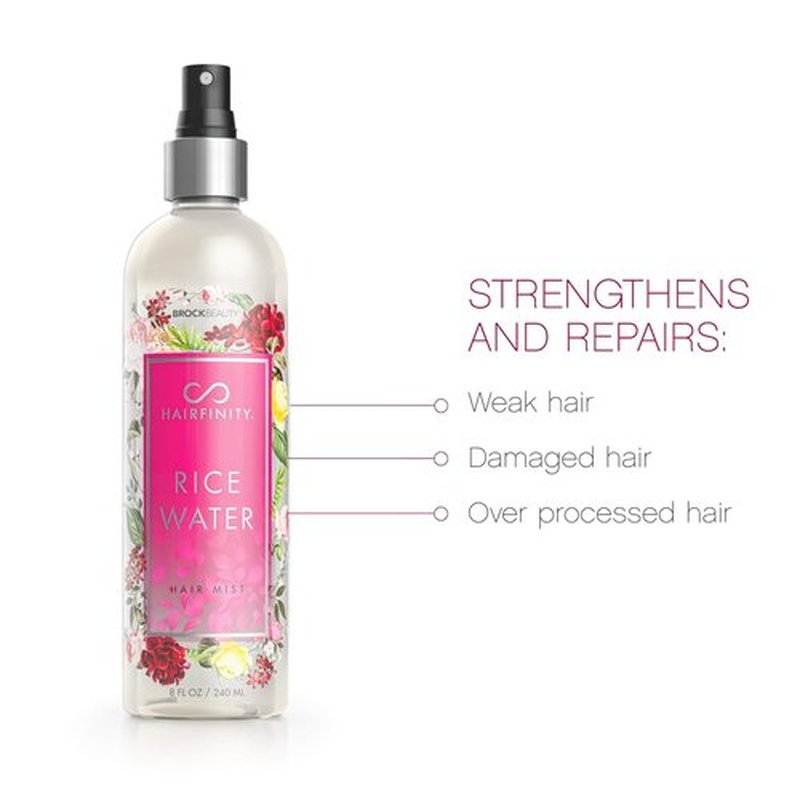 Hairfinity Rice Water Hair Mist - Nourishing Formula for Damaged, Dry, Curly Hair | 8oz Silicone & Sulfate Free