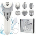 Qreeyx Epilator for Women, 7 in 1 Epilator Hair Removal for Women, Shaver, Bikini, Face Razor, Facial Brush, Face Massage and Body Exfoliator, IPX6 Waterproof Painless Lady Shaver Wet & Dry (White)