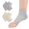 HATINXIA 2 Pairs Moisturizing Socks, Heel Socks for Cracked Heel Repair Treatment, Silicone Gel Toeless Socks, Foot Care Socks for Dry Cracked Feet Women, Lotion Moisture Pedicure Socks (Skin+Grey)