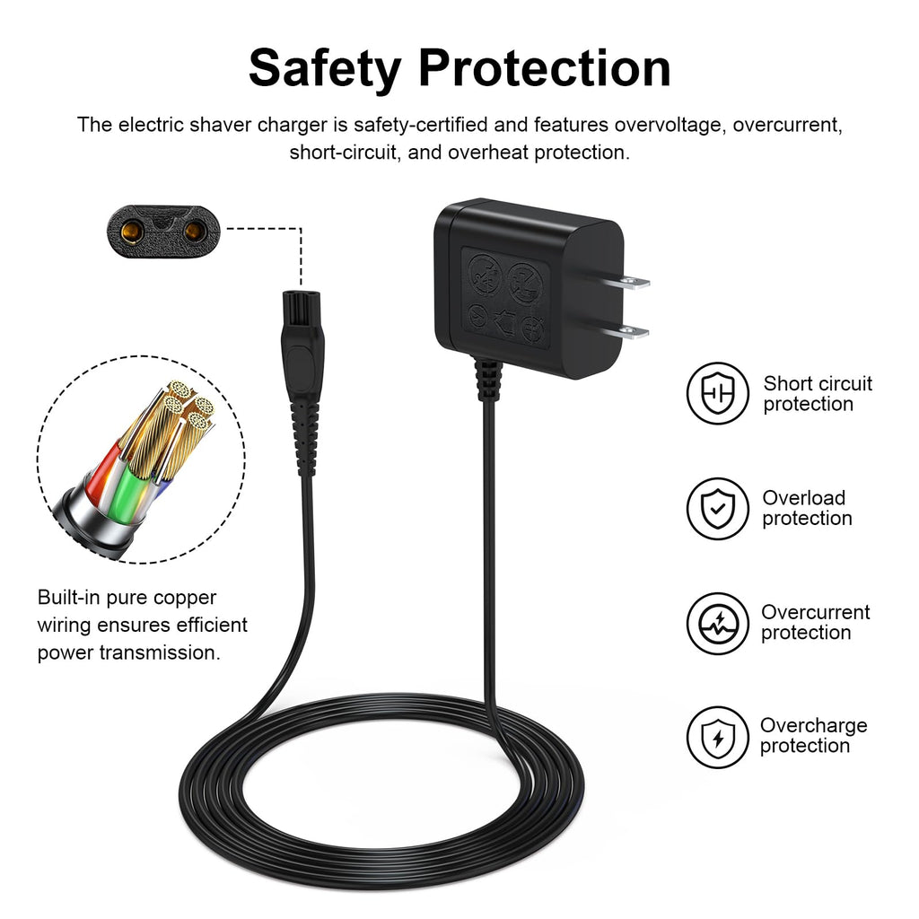 8V Charger Cord Compatible With Philips Norelco HQ850 One Blade QP2630 QP2530 Shaver Electric Razor Trimmer Power Cord