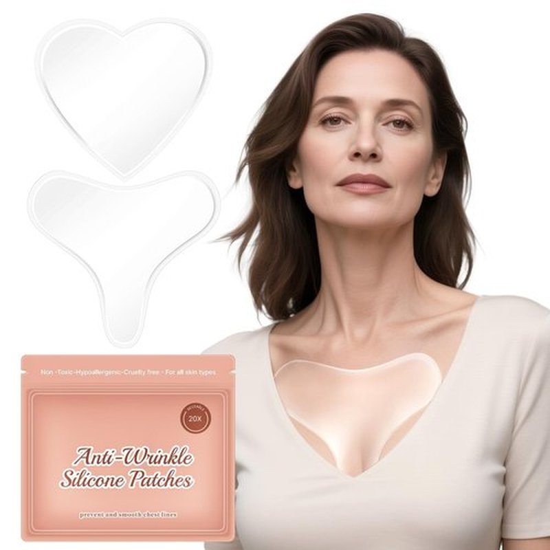 2 Pcs Silicone Chest Wrinkle Pads, Reusable Overnight Anti Wrinkle Patches, Neck Tape Lifting Invisible Anti Chest Wrinkles Chest Pads, An-ti Aging Silicone Patches For Wrin-kles, (1.5 Month Supply)