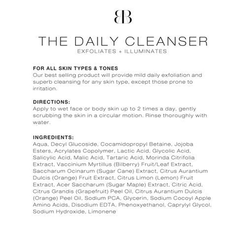 Biba De Sousa, The Daily Cleanser - Face and Body Wash with Exfoliating Beads, For Normal, Oily or Blemished Skin - Illuminates and Refines Skin Surface (8 ounces)