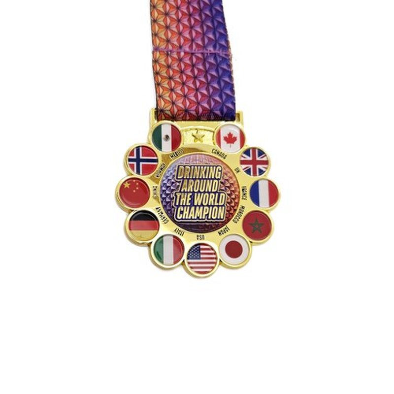 Drinking Around the World Challenge Medal with Tattoos – Celebrate Your Global Epcot Adventure in Style!