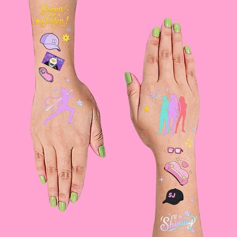 Temporary Tattoos for Cartoon Movie Themed Party Favors Iridescent Foil Styles | Korean Idol Fake Tattoos Stickers Removable, Goodie Bag Stuffers Party Supplies Decoration Gifts 3 Sheets 108 Pcs