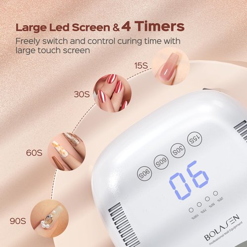 BOLASEN Cordless Rechargeable UV Nail Lamp - UV Light for Gel Nails with Metallic Reflector & Metal Base, 54W Portable Wireless LED Nail Dryer, Professional Fast Charger Curing Lamp for Salon P30 PRO