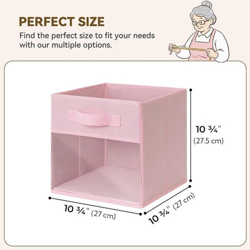Granny Says Cube Storage Bins - 11-Inch Collapsible Fabric Organizers with Clear Window | Pink 6-Pack