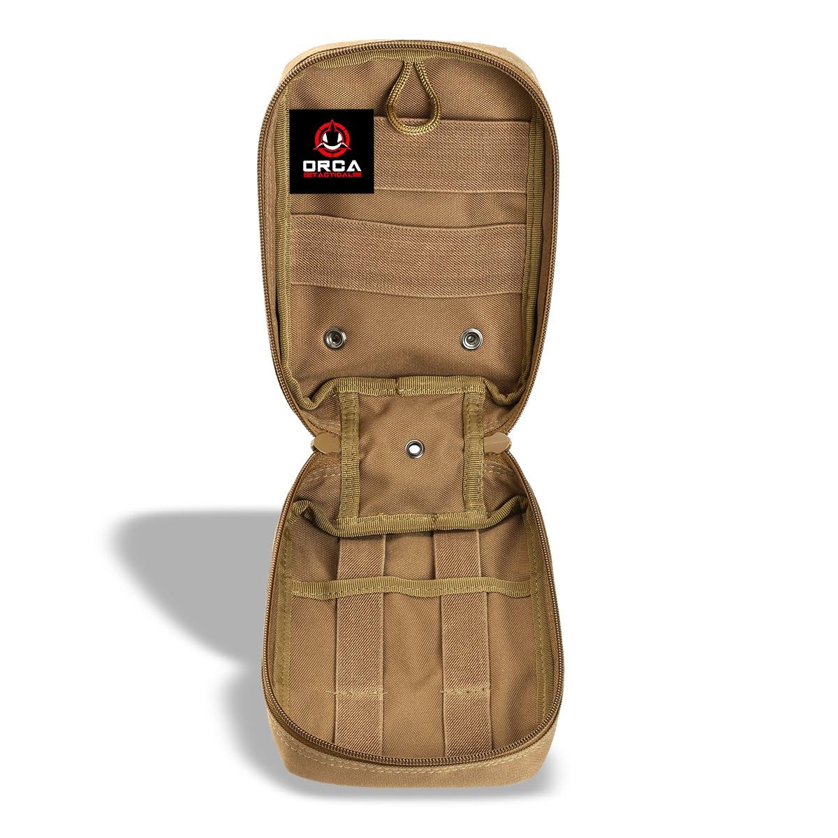 Orca Tactical First Aid Molle Medical Pouch- Heavy Duty IFAK Pouch - Empty Medical Organizer for Military, EMTs, Law Enforcement, Camping, Hiking (Red)