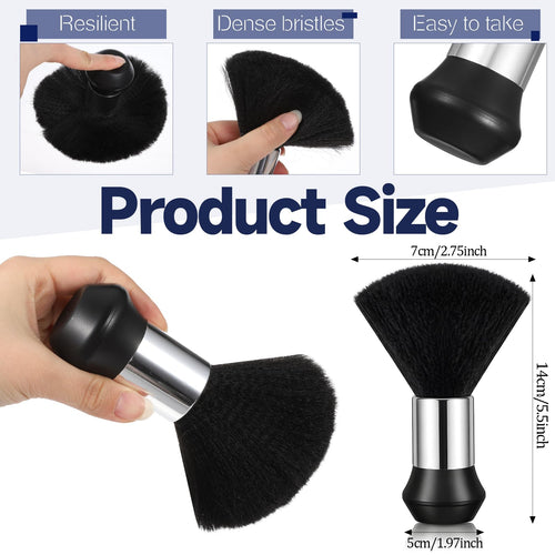2 PCS Barber Brush and Neck Duster Set, Professional Barber Accessories Neck Duster Brush, Hair Cutting Supplies for Cleaning Salon Hair Styling Tools, Black