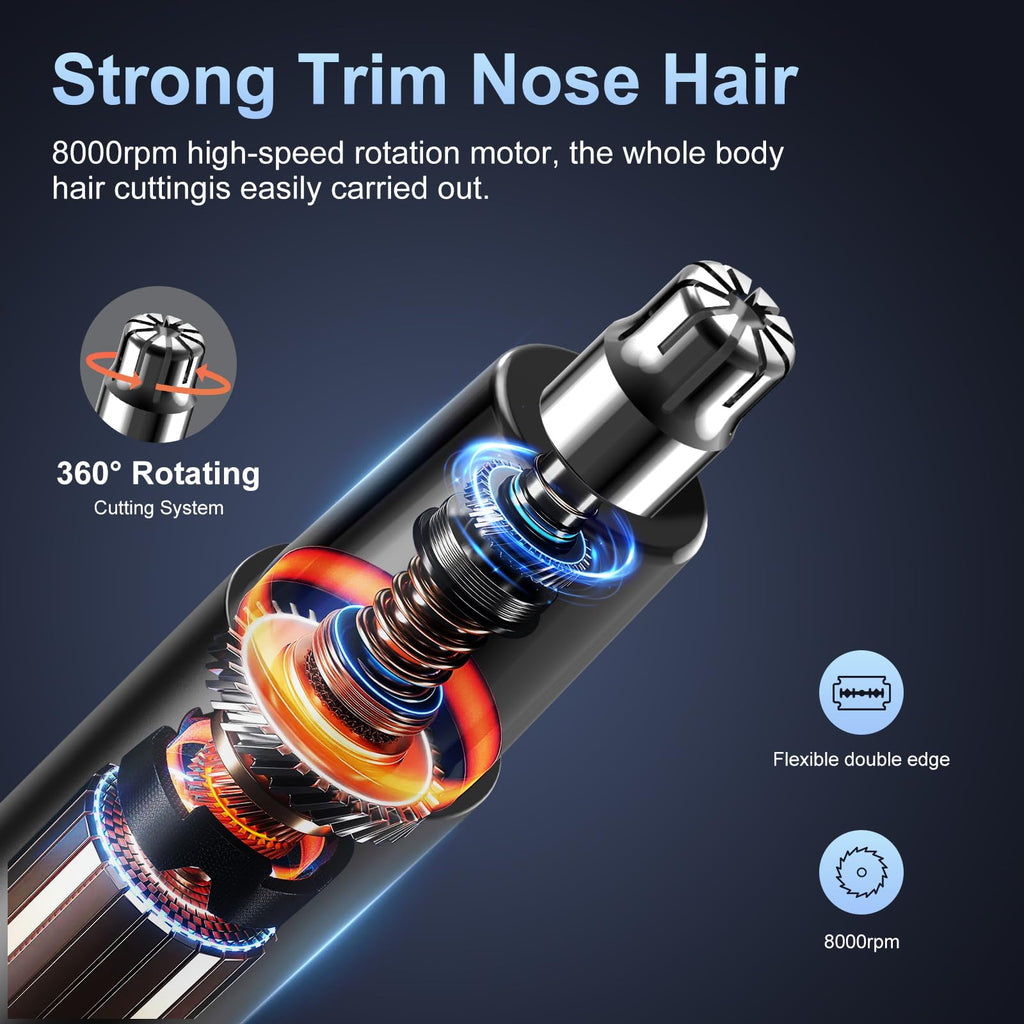 HILYC Professional Nose Hair Trimmer, LED Display, USB Rechargeable, Waterproof Double-Edge Blade for Men, Women, IPX7 Rated, 2026 Model (Round Bottom)