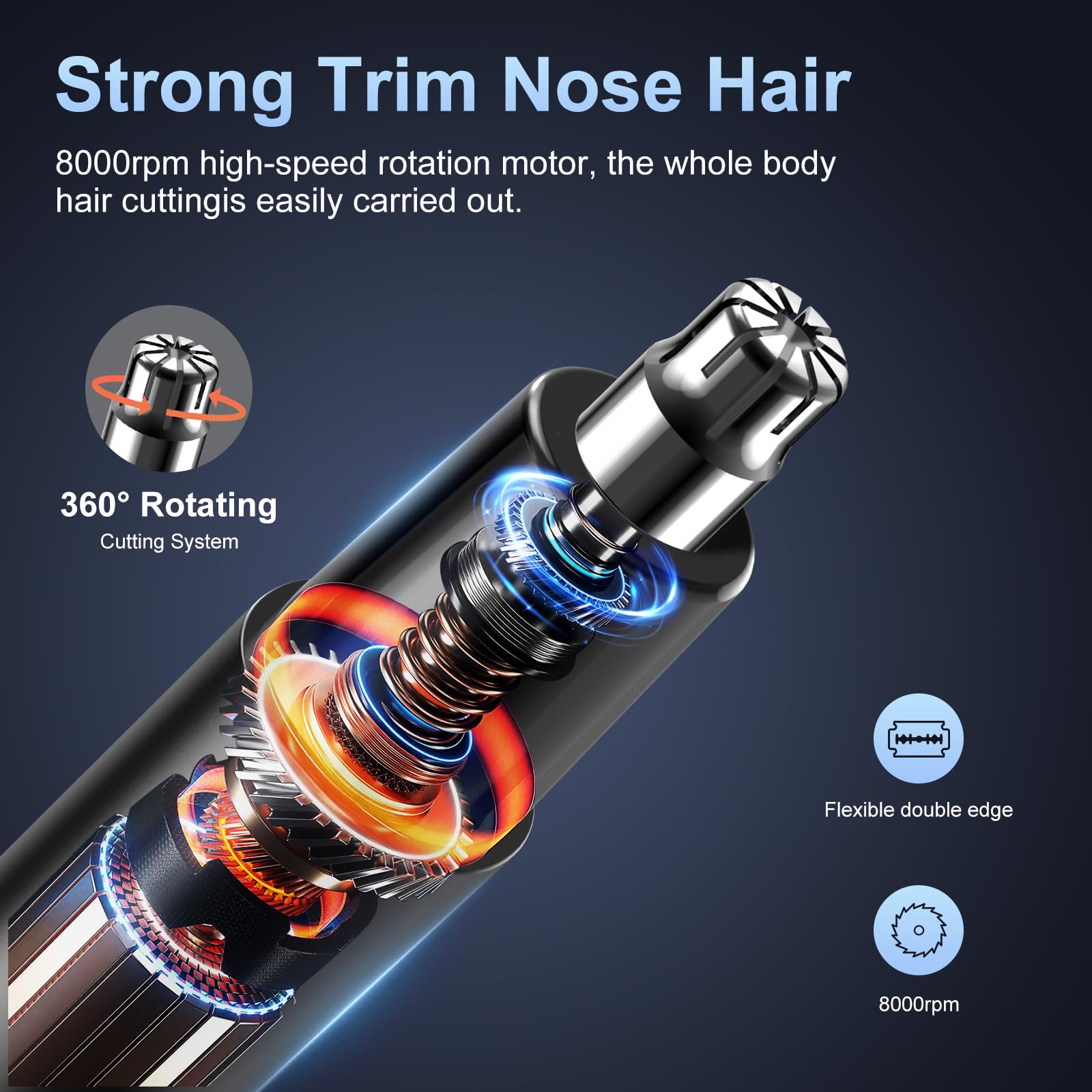 HILYC Professional Nose Hair Trimmer, LED Display, USB Rechargeable, Waterproof Double-Edge Blade for Men, Women, IPX7 Rated, 2026 Model (Round Bottom)