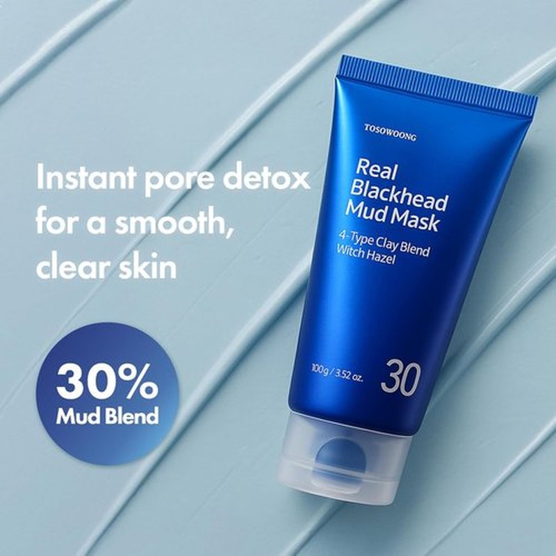 TOSOWOONG Blackhead Mud Mask - Pore-Purifying Korean Clay for Deep Cleaning & Oil Control | 100 g / 3.52 oz.