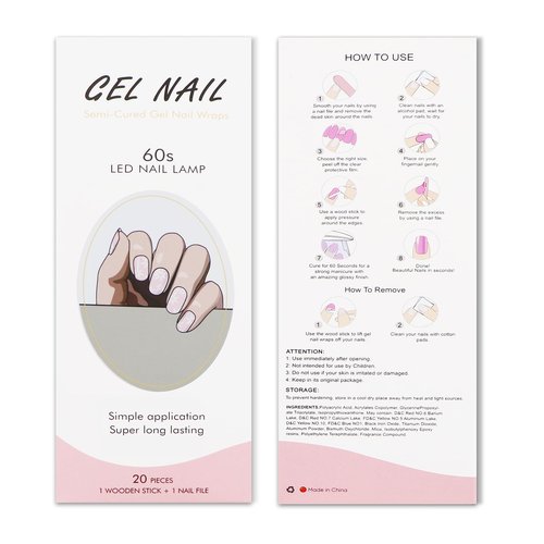 JMEOWIO Gel Nail Stickers Cream Pink White Flower Semi Cured Gel Nail Strips Wraps UV/LED Nails Art Design Decoration Accessories