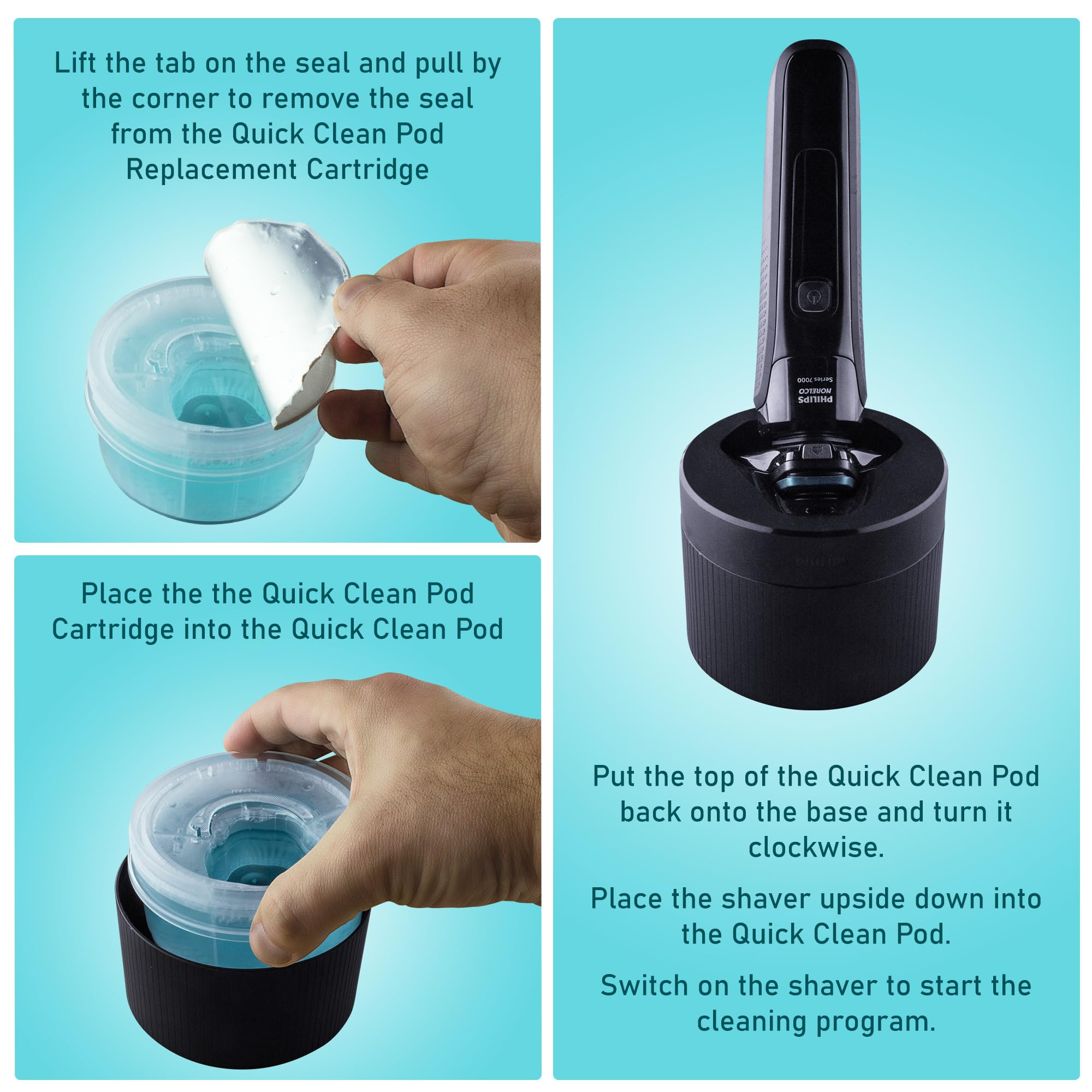 Clark Shaving Co. Quick Clean Pod Replacement Cartridge Compatible with Philips Norelco Quick Clean pods
