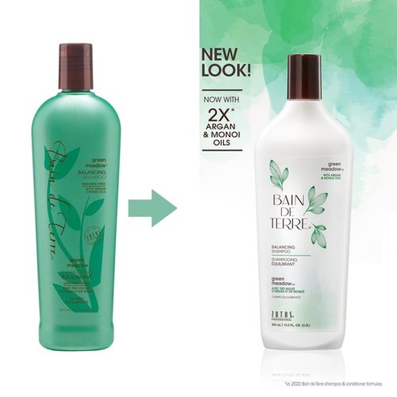 Bain de Terre Balancing Shampoo & Conditioner Set - Green Meadow | Restores Balance for Normal, Oily Hair | 13.5 Fl Oz