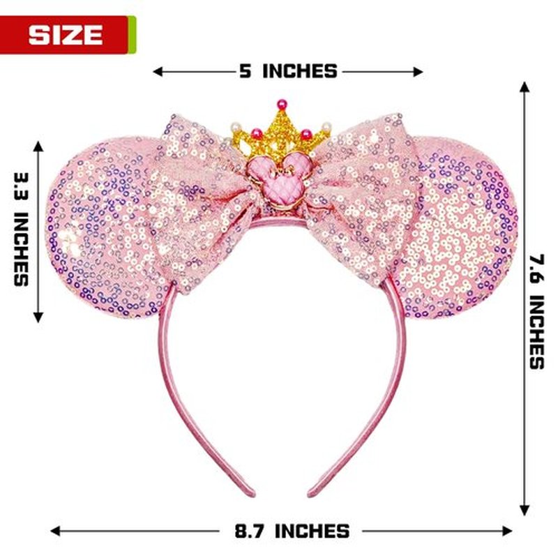 MADO pink mouse ear headbands for women girls, pink women mouse ears costume accessories for adults women girls