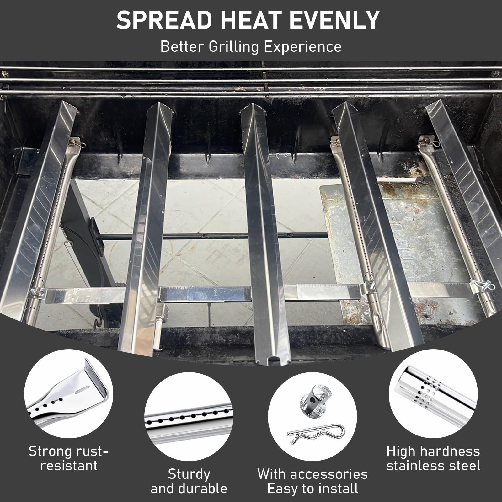 Grill Replacement Parts for Charbroil Performance 5 Burner 463448021 463450022 463451022, 4 Burner 463365021 463352521, Charbroil Grill Parts Include Heat Plate,Burner, Igniter,Crossover Tube