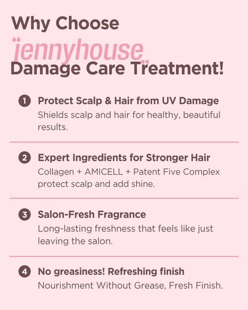 JENNYHOUSE Salon Therapy Damage Care Treatment - Korean Beauty Conditioning Nourishing Hair Mask with Hydrolyzed Collage and Biotin - Floral Scent - for Dry Frizzy Damged Hair - 8.11 fl.oz
