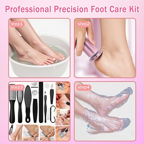 Electric Callus Remover for Dead Skin, Adjustable Speed Pedicure Kit, Painless Foot File with Sandpaper Discs, Mask & 5.9ft Cord, Feet Care for Men & Women(Pink)