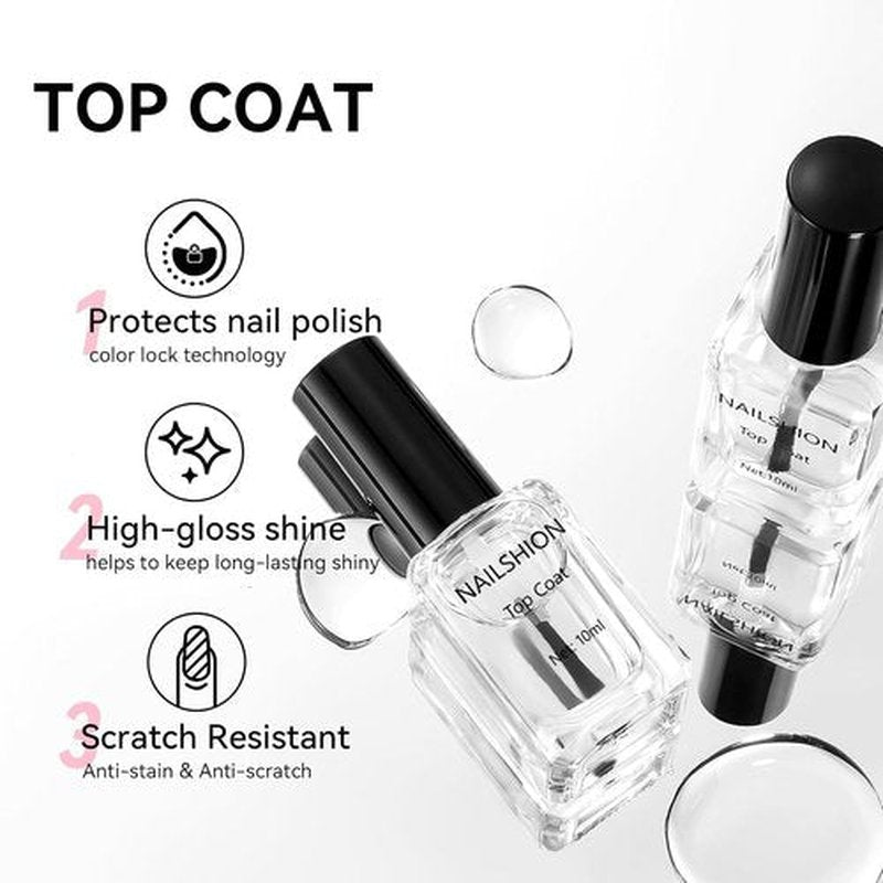 Skiennix Clear Nail Polish | Glossy Top Coat - Quick Dry, Long-Lasting Shine, Vegan, 2 Pack