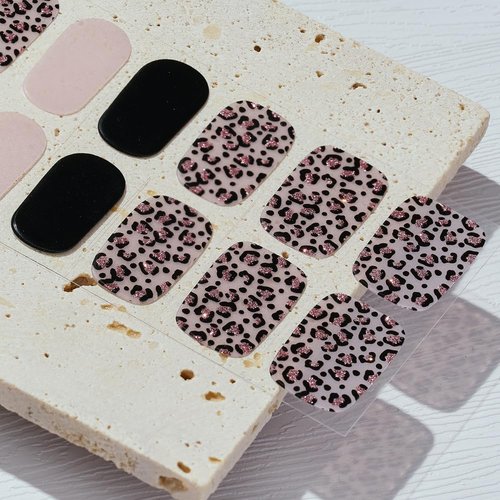 Arte Clavo Semi Cured Gel Nail Strips, 20 Pcs Gel Nail Stickers with UV Light Required, Salon Quality, Long Lasting, Easy Apply and Remove (Pink Leopard)