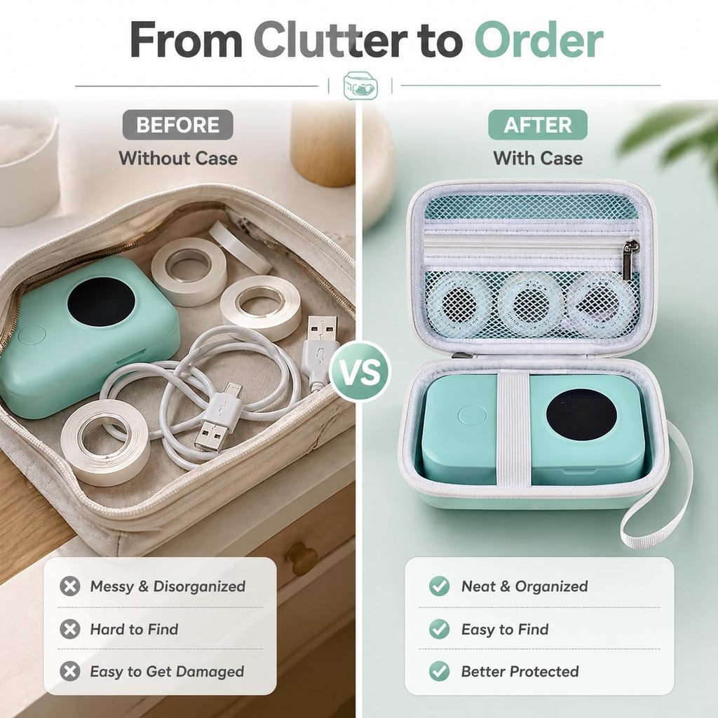 PAIYULE Case Compatible with Phomemo D30 D35 M02/ M02S/ M02 for NELKO Label Maker, for NIIMBOT for JADENS for Memoking for SUPVAN Labeler Sticker Storage Holder Tape Paper Roll (Box Only)(Green)