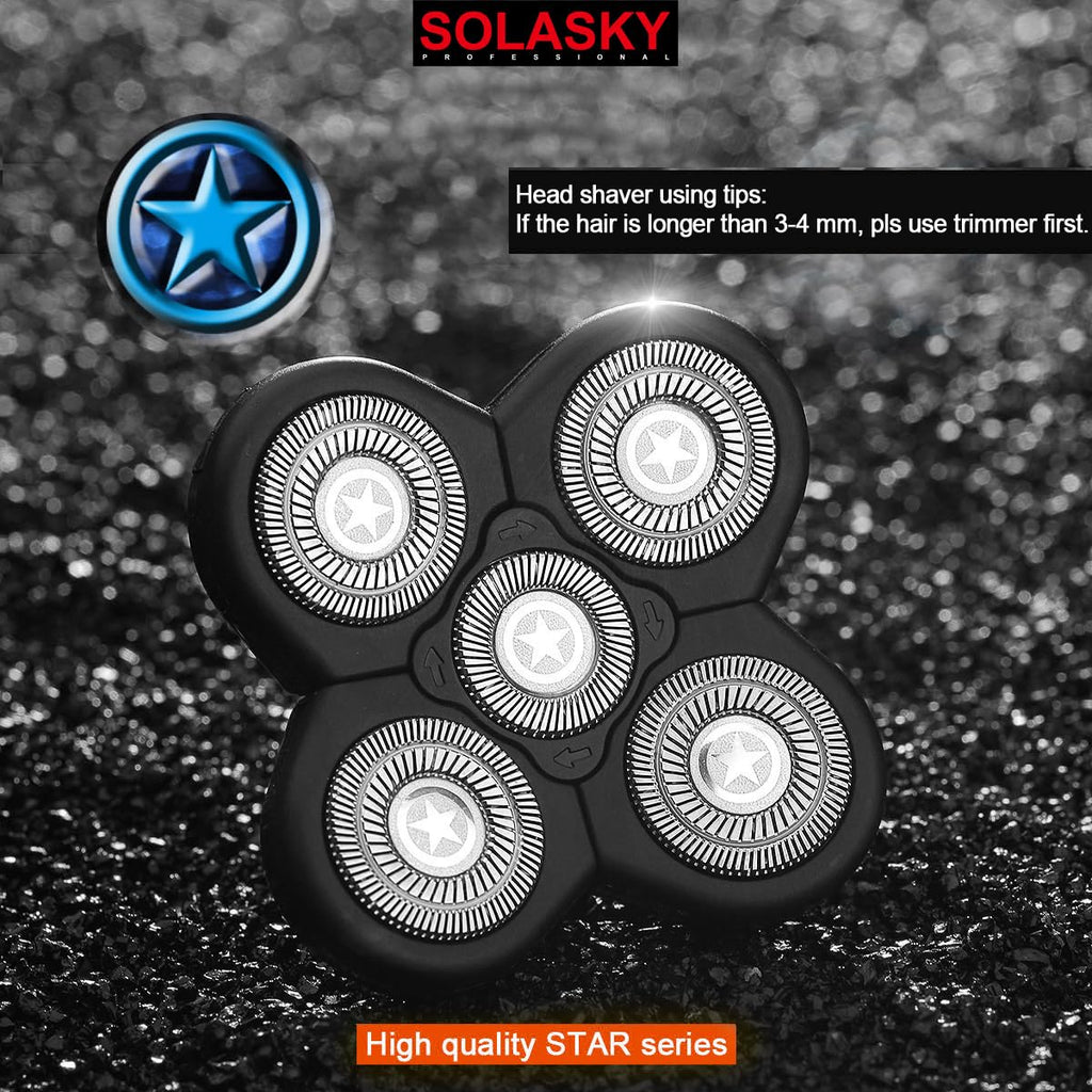 SOLASKY Universal 5 Blades Shaver replacement Heads Compatible with FREEDOM Head Shaver,Universal replacement heads (5 Blades Black)
