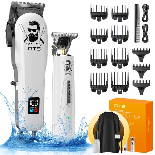 GTSPro Hair Clippers for Men, Clippers and Trimmers Set, Barber Clippers, Electric Hair Trimmer with Box, Gifts for Men White