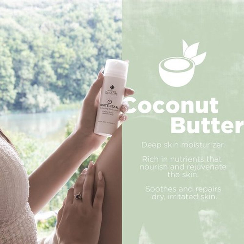 Regine Switzerland White Pearl Body Lotion - Moisturizing with Coconut Butter & Hyaluronic Acid | 3.4 fl. oz.