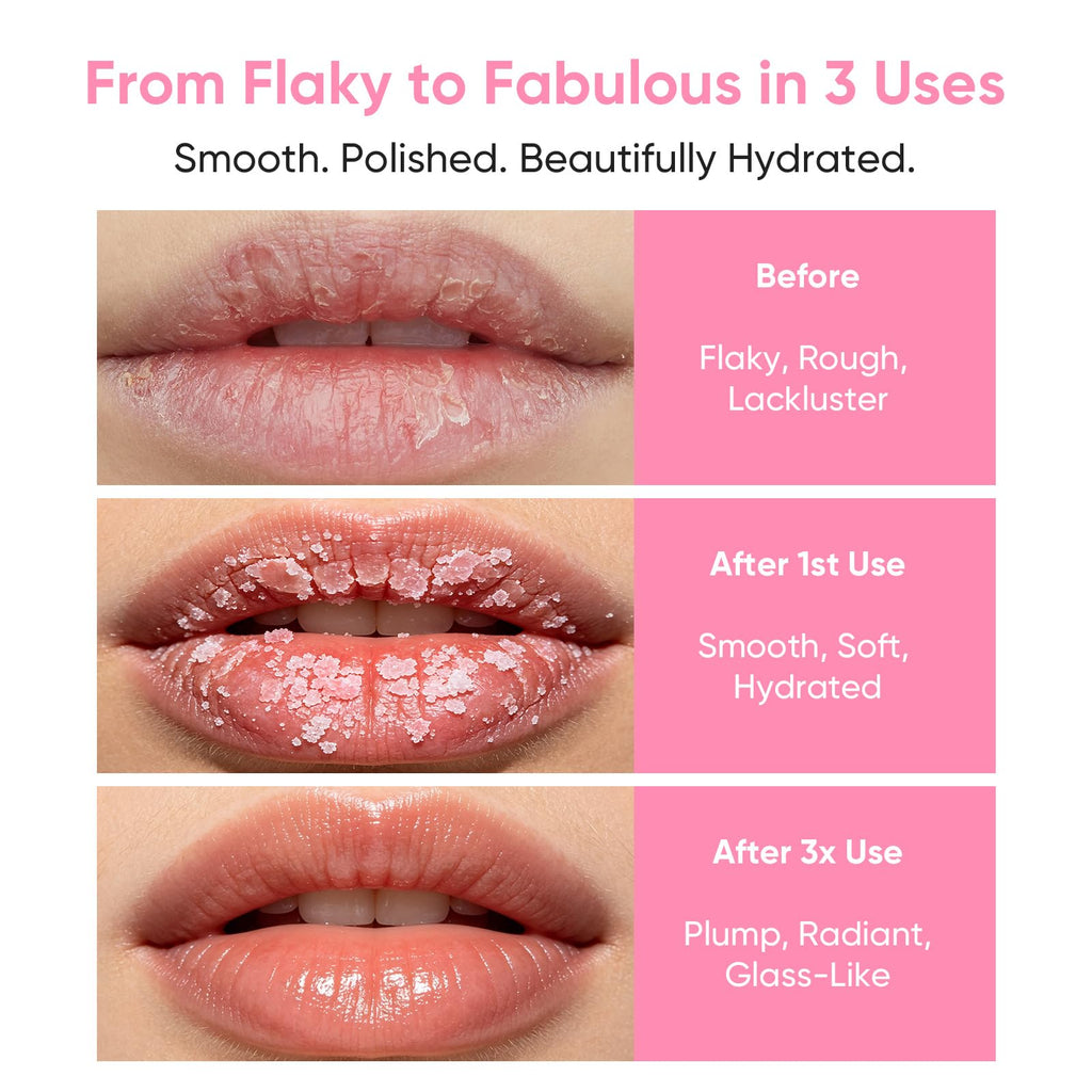 Natural Sea Salt Lip Scrub – Gently Exfoliates & Moisturizes, Removes Dry Flaky Skin for Soft, Smooth, Plump Lips, with Jojoba Oil & Shea Butter
