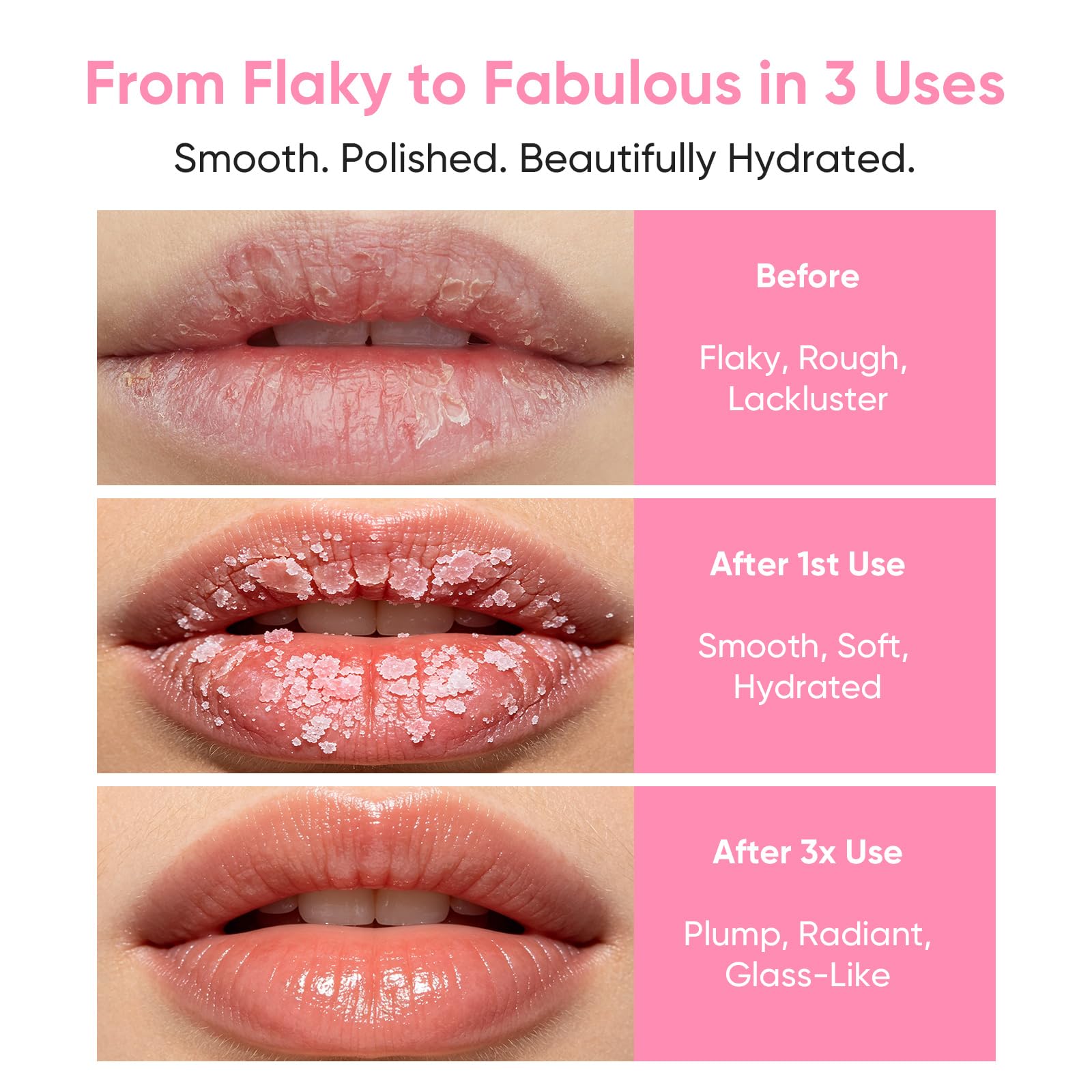 Natural Sea Salt Lip Scrub – Gently Exfoliates & Moisturizes, Removes Dry Flaky Skin for Soft, Smooth, Plump Lips, with Jojoba Oil & Shea Butter
