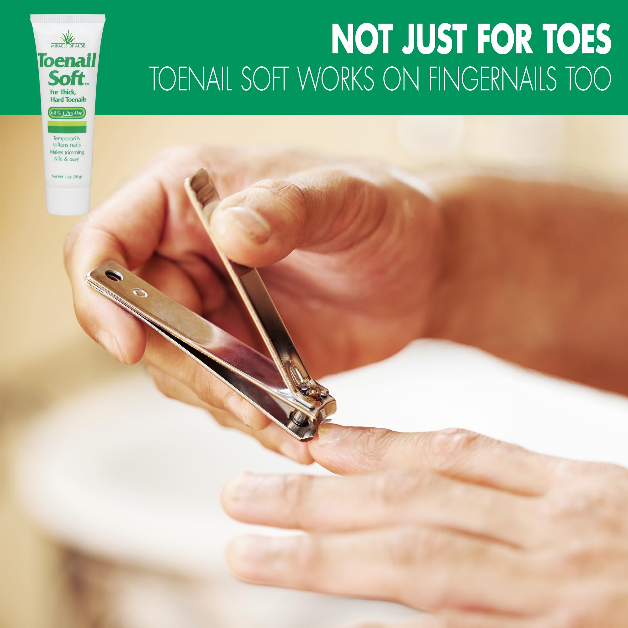Toenail Softener for Thick Hard Toenails - Safe for Seniors & All Ages - Fast-Acting Toenail Softening Cream - Non Greasy Nail Cream Formulated with Natural Aloe Vera (1 Ounce Tube (Pack of 2))