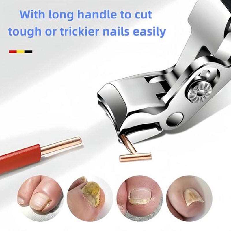 Fanyil Orthoclip, 2025 Upgraded Fanyil Orthoclip Nail Clippers with 180° Wide-Mouth Bite, Splash-Proof Design, Oblique & Flat Mouth Double Configuration, Long Handle for Easy Grip, Easy to Clean.