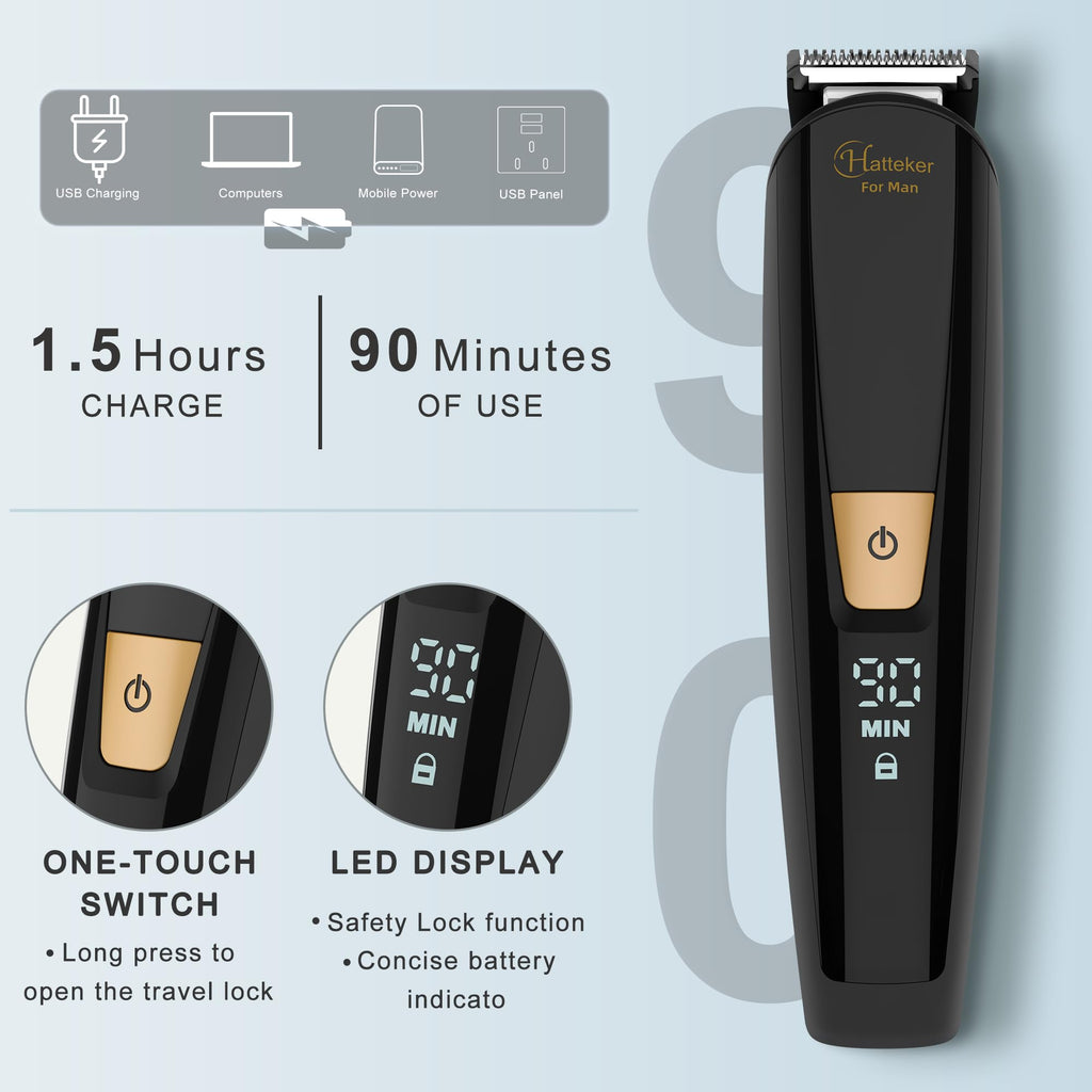 Hatteker Mens Body Hair Beard Trimmer Groin Trimmer Mens Grooming Kit Electric Razor Body Shaver Waterproof 6 in 1