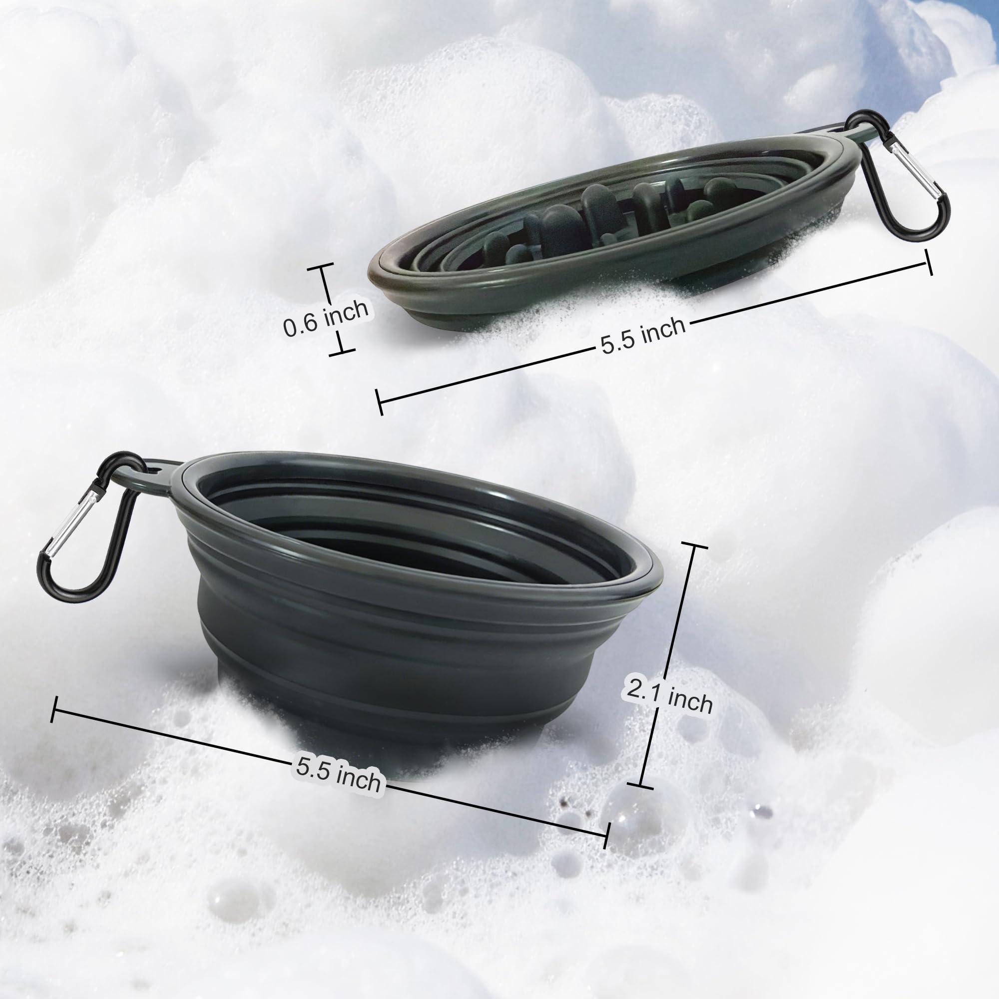 Ezcora Foldable Silicone Shaving Bowl with Carabiner, Portable Shave Mug for Men, Quick-Lather Shaving Cream & Soap Bowl, Lightweight Collapsible Design with Non-Slip Base