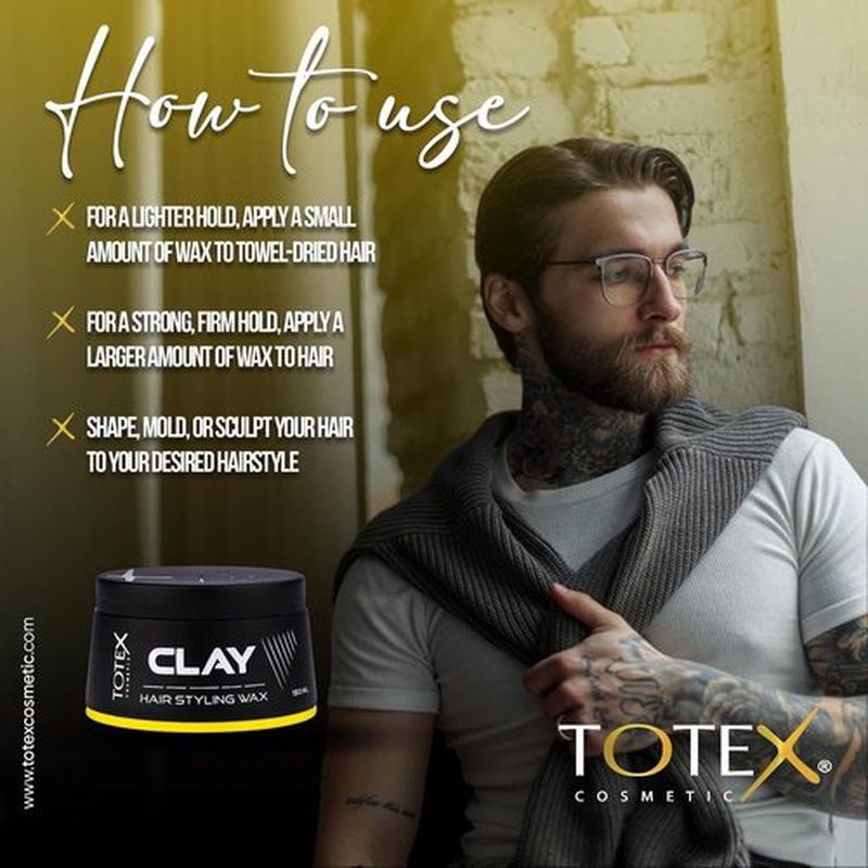 Totex Hair Styling Clay Wax - Natural Matte Finish for Messy Look | Unisex 150 ml