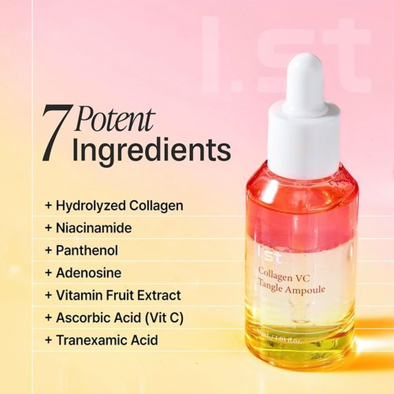 I.st Collagen VC Bounce Ampoule - Korean Face Serum with Vitamin C for Hydration | 1.01 Fl Oz