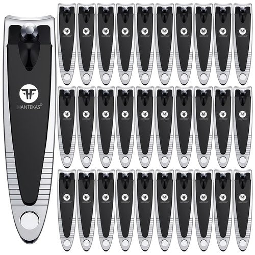 HANTEKAS 30 Pieces Fingernail Nail Clipper Bulk Blak Sliver Portable Toenail Clippers Cutter Set
